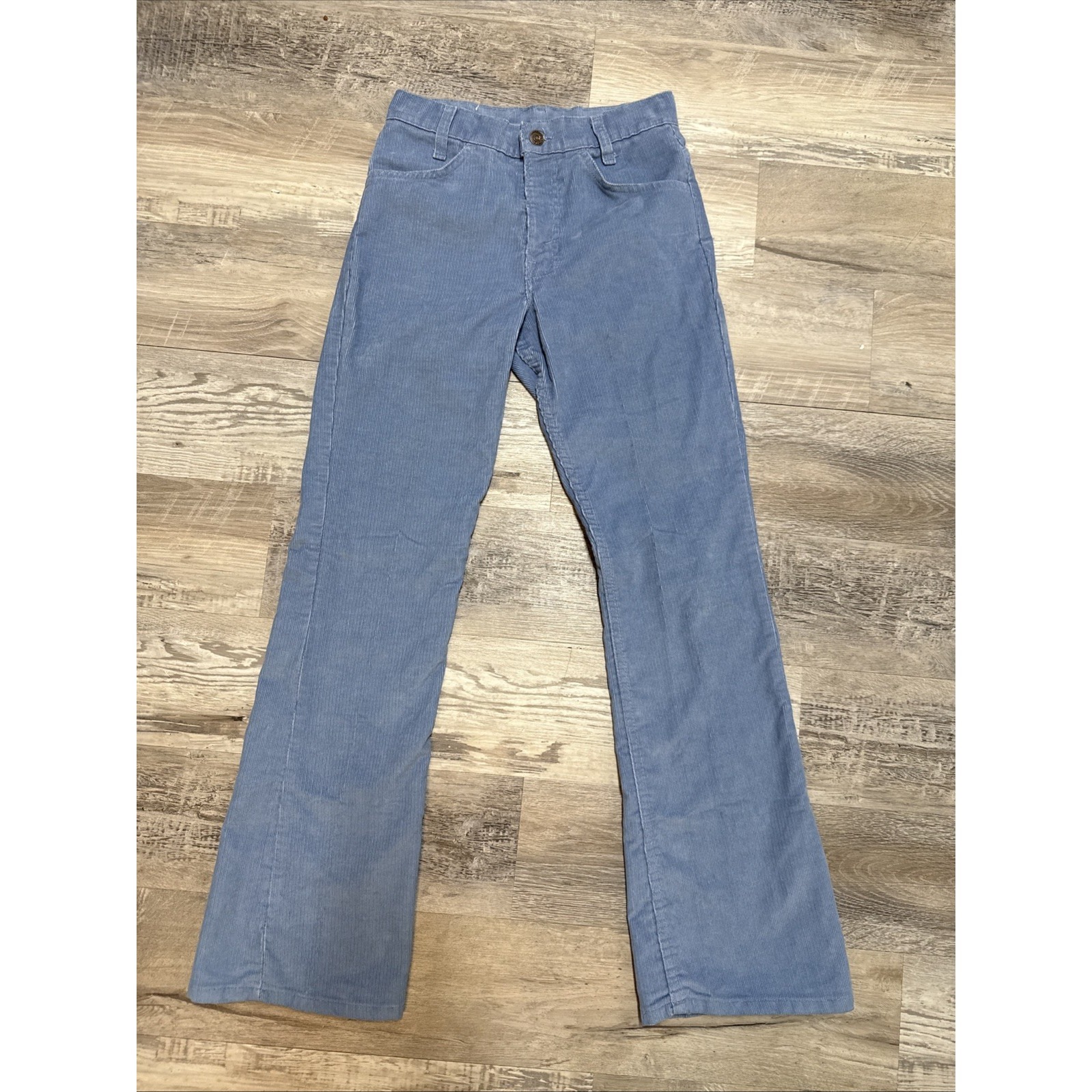 Vtg Women's Levis Pant 26x29 3/4 Light Blue Corduroy Trouser Flare Leg 70s 80s